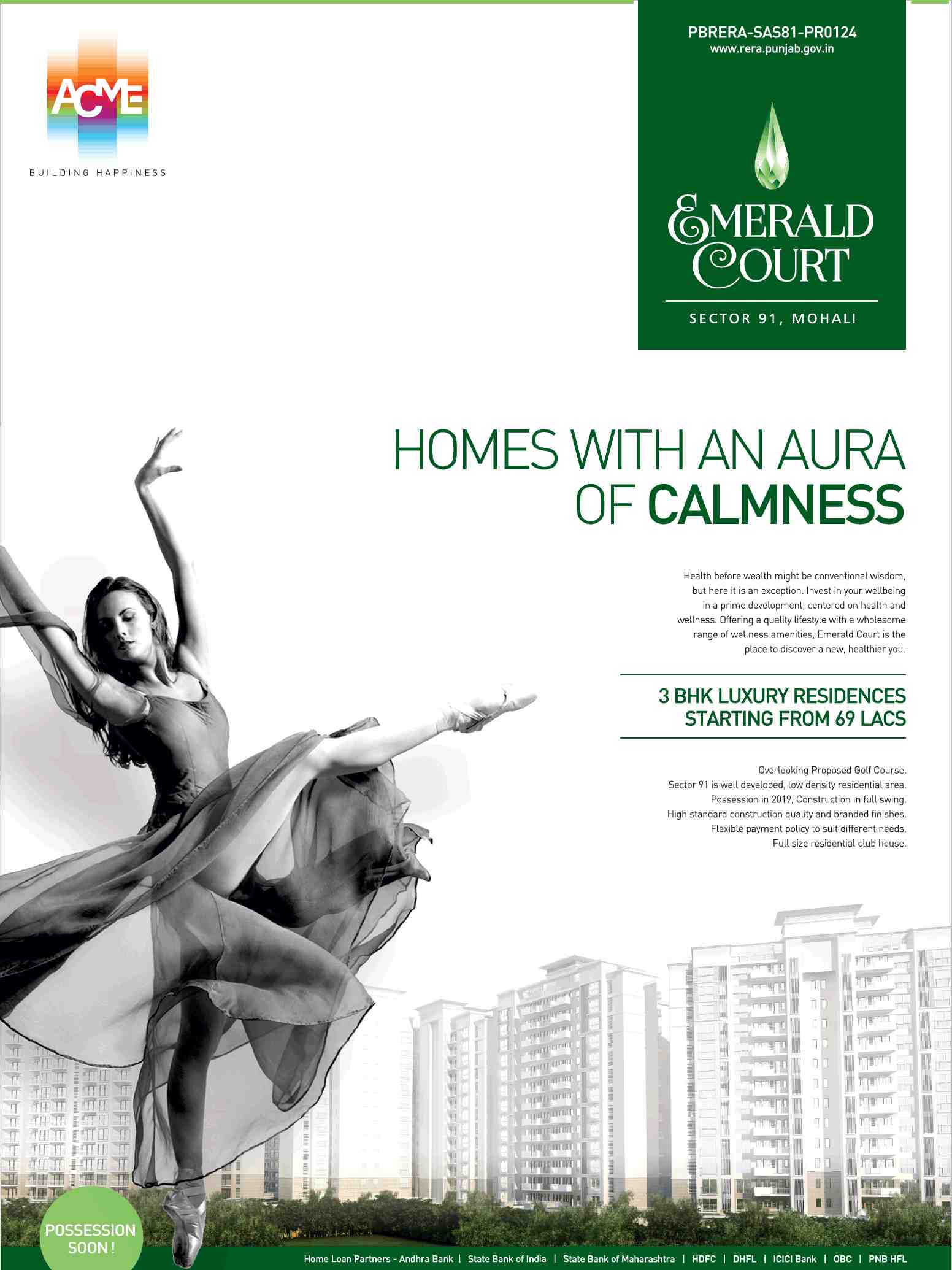 Live in homes with an aura of calmness at Acme Emerald Court in Sector 91, Mohali Update